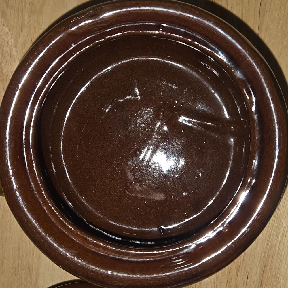 Antique Brown and Cream Ceramic Soup Bowl with Handle - Picture 8 of 9